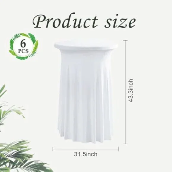 6 Pack Spandex Cocktail Table Skirts 31.5x43.3 Inches Wavy Drapes